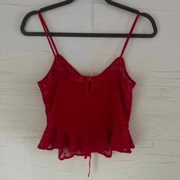 Glassons | Size 6 | Red Sheer Floral Scrunch Crop Top - Picture 2 of 6